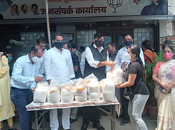 Ration Kits were distributed to the members and workers of Borivali & Dahisar's Boot Polish Associationc as well as to the members of the Salon & Parlour Association of Borivali at BJP Public Relation Office, Borivali to help them in the difficult times c