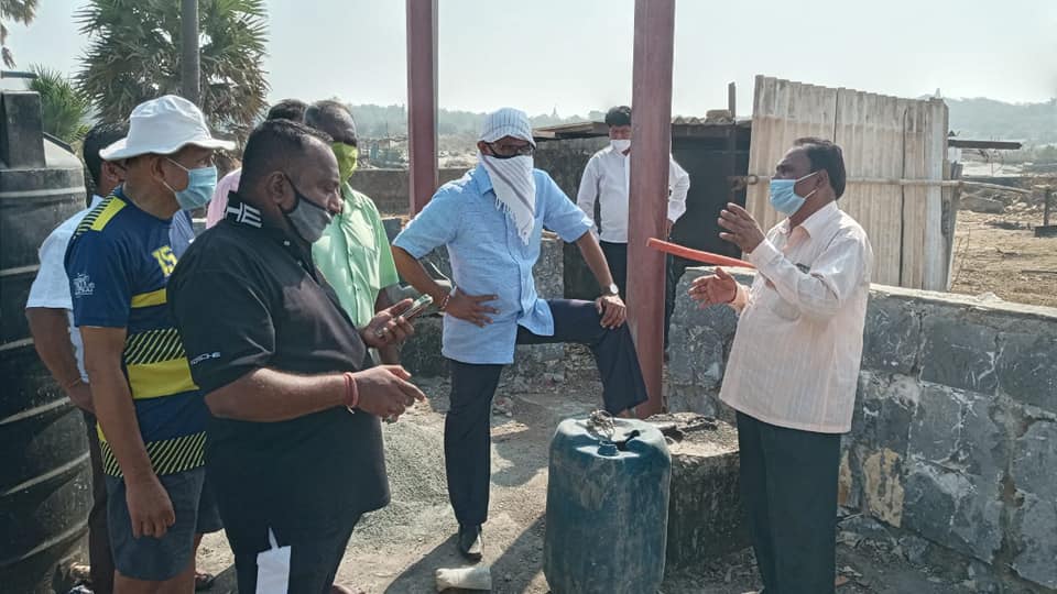 Inspected the ongoing renovation work of the cemetery in Manori village along with BJP Karyakartas.