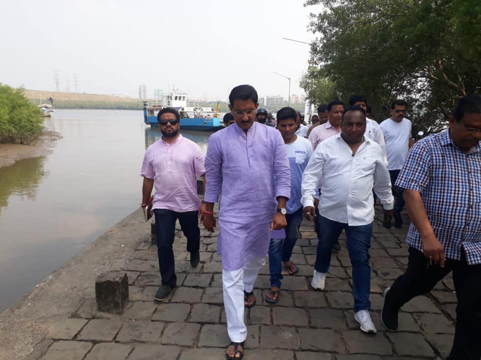 Shri. Sunil Rane on his way to meet the citizens of Manori & Gorai through Ferry.