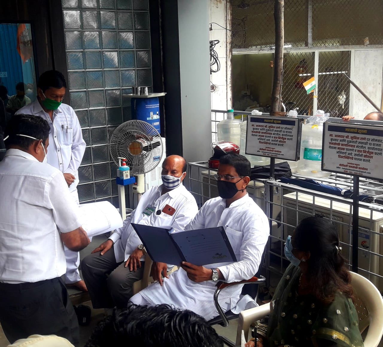 The local residens of Sukhshaanti Apartment, Kasturba Road No. 5, Ward No.13, Borivali (E) visited the BJP Public Relations Office, Borivali to escalate an issue of the Society Wall demolished by the Re-Developers. 