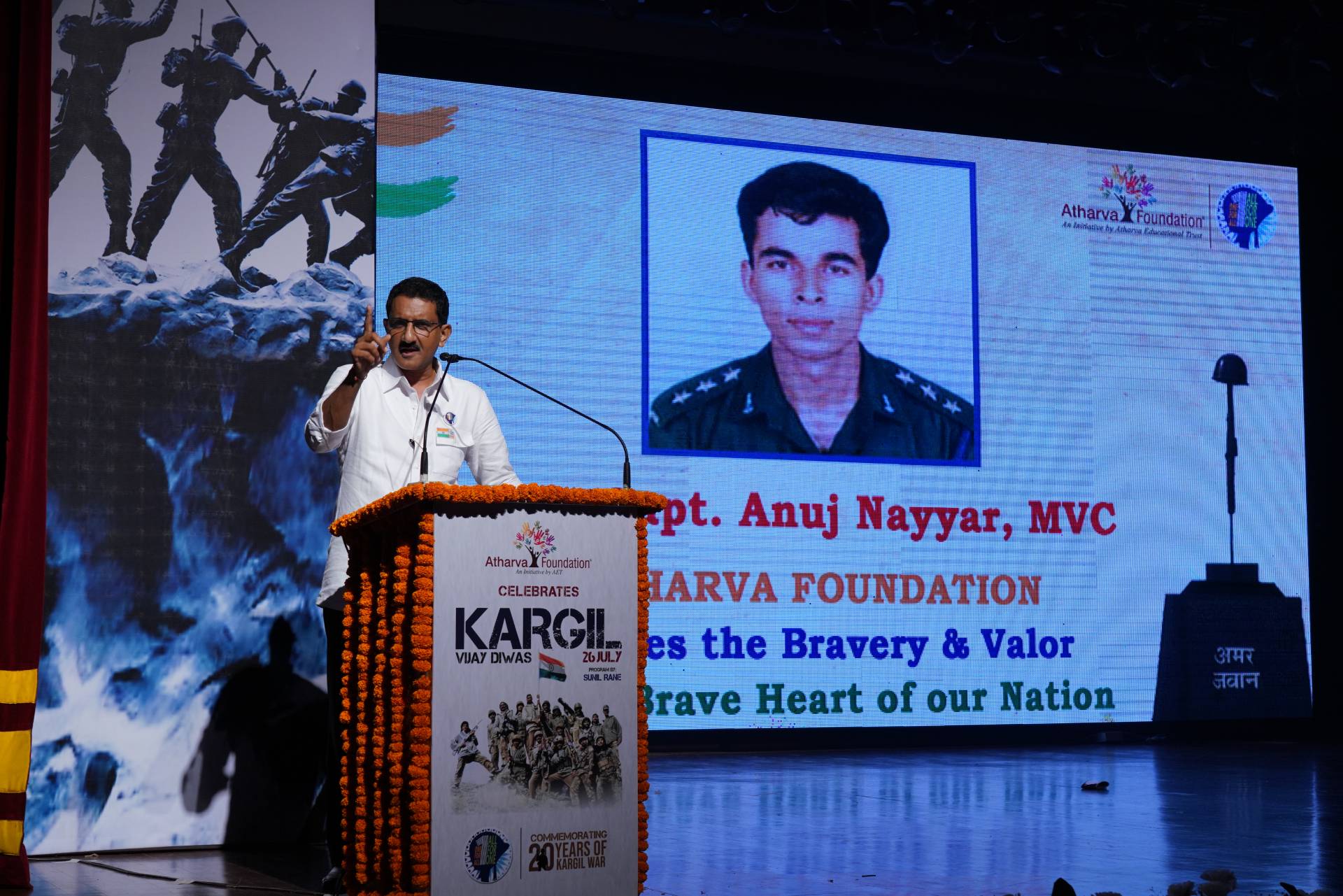 Atharva Foundation Commemorated 20 Years Of Kargil War where the stories of bravery and valor of the heroes of the Kargil War were narrated. A noble program and initiative by Shri. Sunil Rane, Chairman - Atharva Foundation