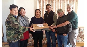 Shri. Sunil Rane visited a Martyr's house in Churachandpur, Imphal and handed a laptop to his daughter Ms. Sangladeih to provide her educational support under an initiative of Atharva Foundation, '100 computers 100 daughters 100 days'