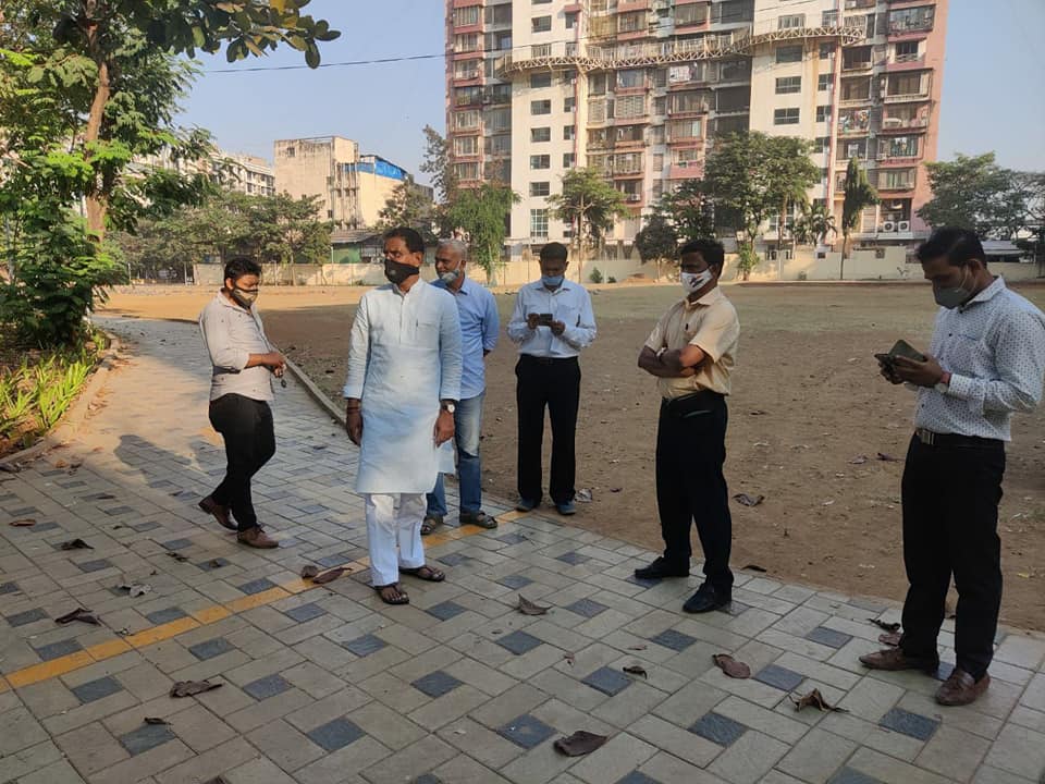 Inspected the ongoing development work of Major Kaustubh Rane Maidan in Borivali Constituency.