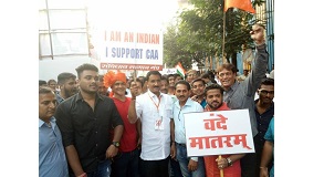 Shri. Sunil Rane interacted with few Karyakartas of BJP while at the CAASupportMarch near August Kranti Maidan, Grant Road.